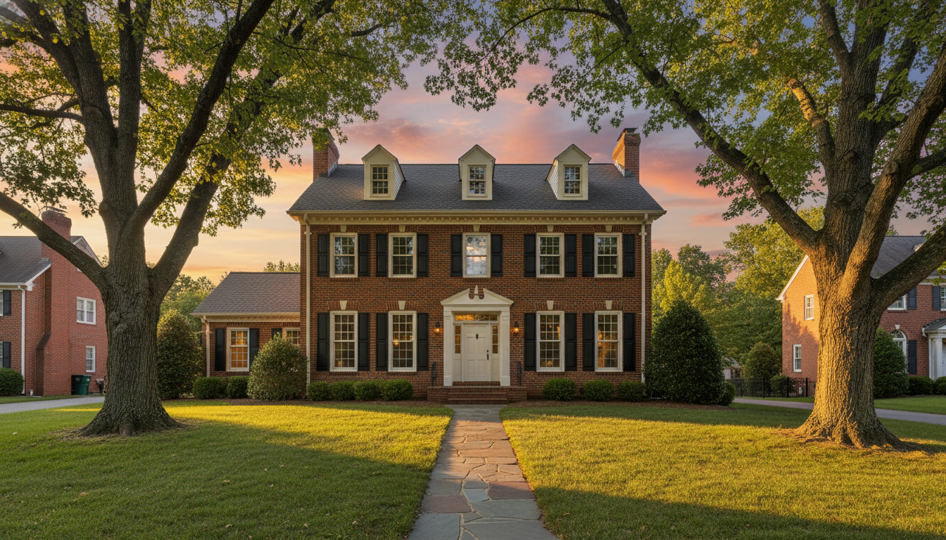 Fairfax, Virginia residential exterior โ Federal-style brick colonial